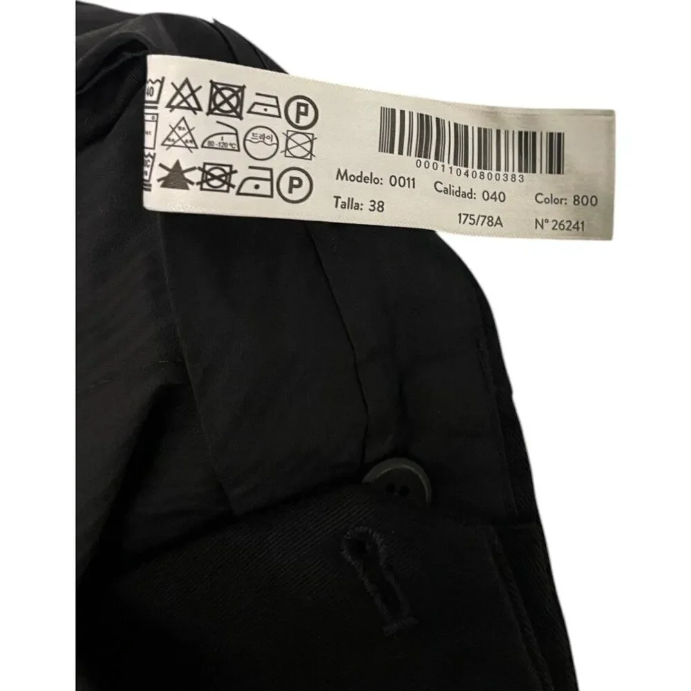 Massimo Dutti Men Pants EU 38 US 30 Black Twill Tapered Fit Trouser 0011/040 NWT